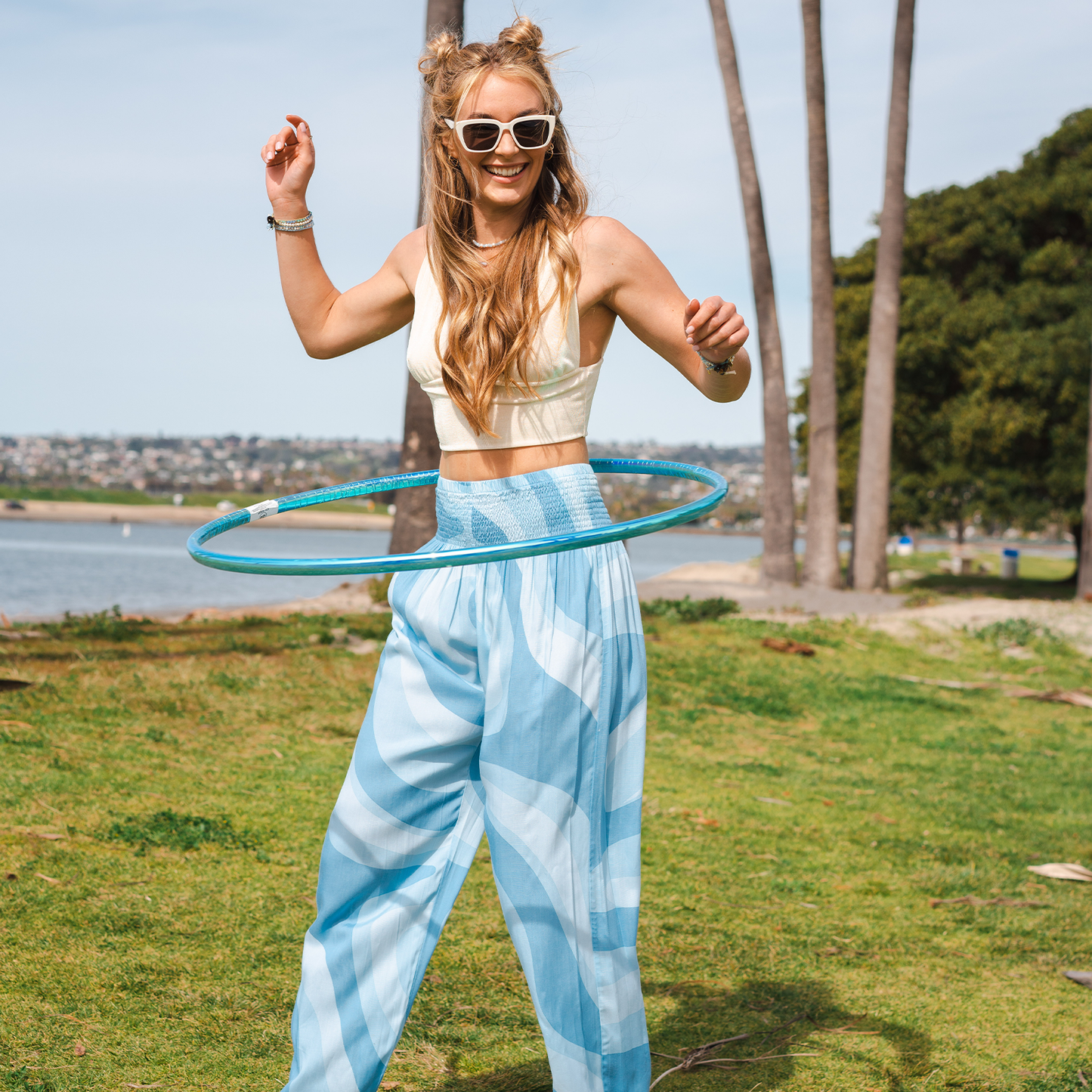 Blue Lagoon Swirl Harem Pants: M