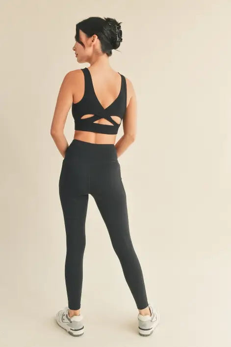 Black Under Control Bra & Legging Set: S / Black