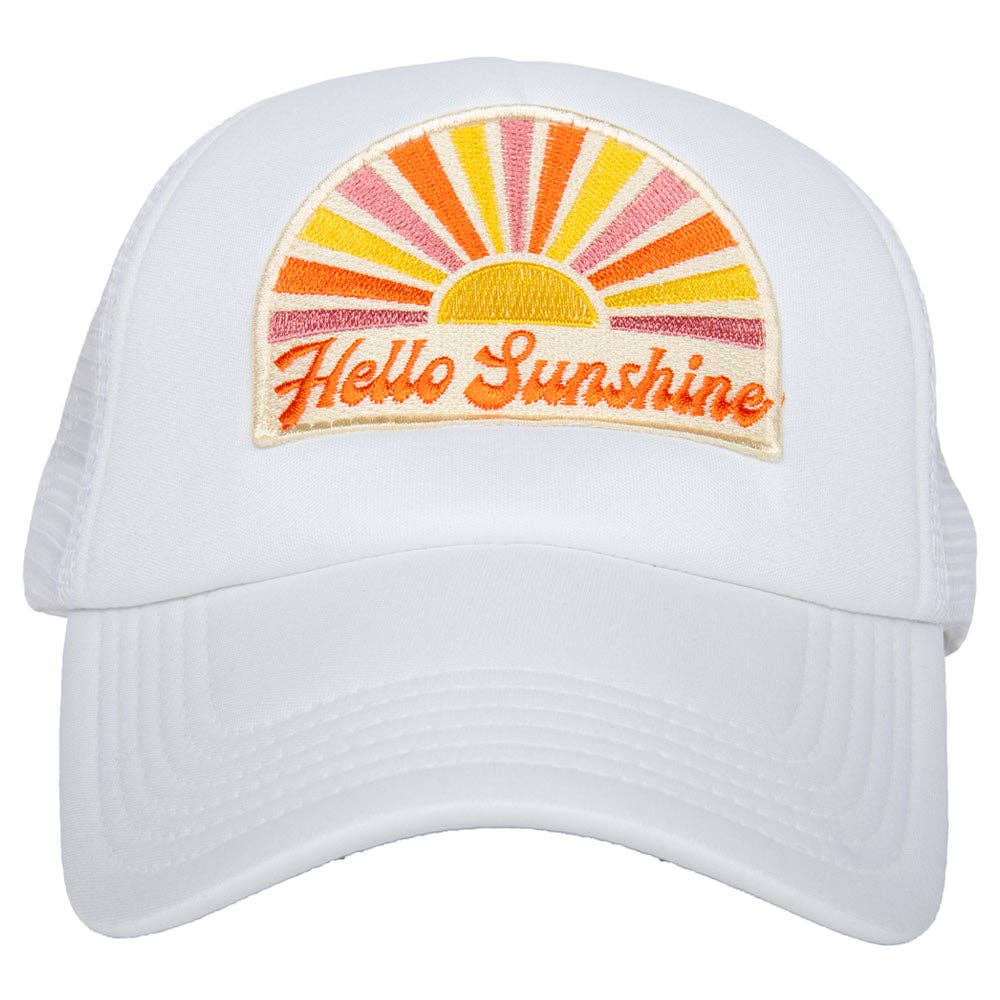 Hello Sunshine Trucker Hat (White Foam): White