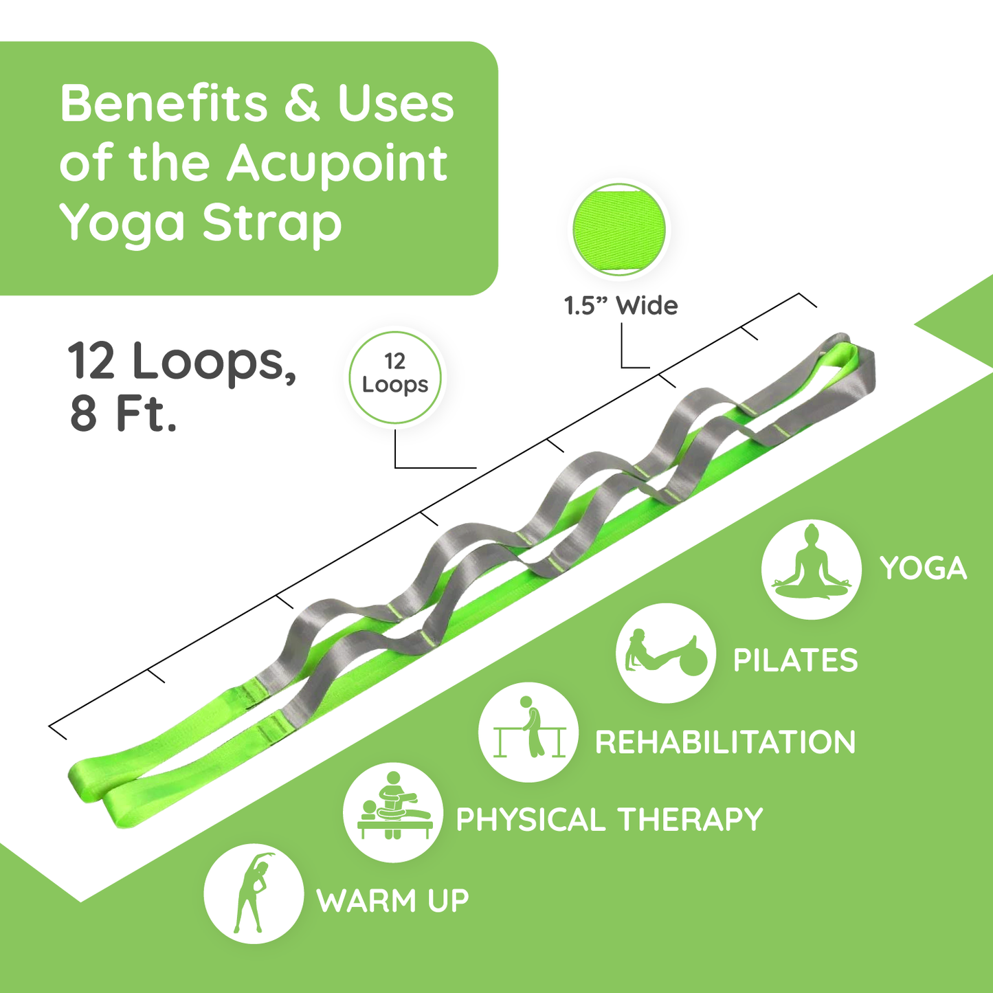 Acupoint Yoga Stretching Strap with Loops