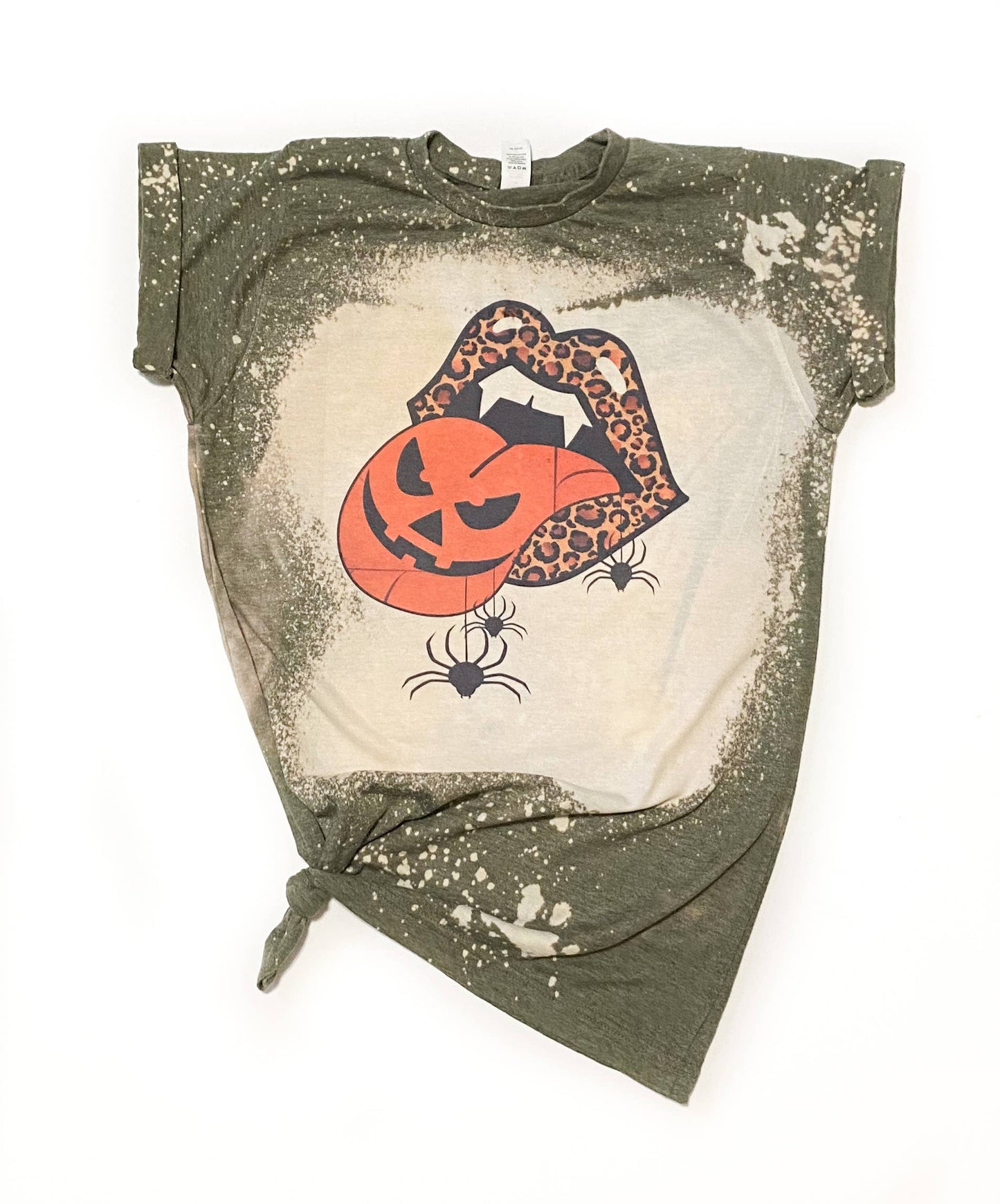 Halloween Pumpkin Tongue Bleached Tee